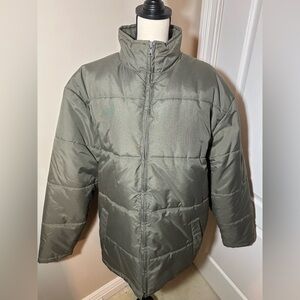 Vintage 90s Utility Brand Green Nylon Coat Quilted/Puffer Zip Coat Men’s Large